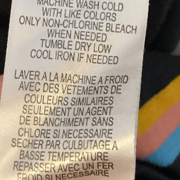 A. Lab Men's Black Daisy Patch/Striped Short Sleeve T Shirt - Size M - Picture 6 of 7